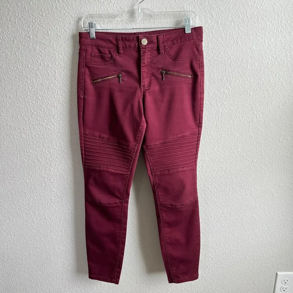 Design Lab Red Mid Rise Skinny Jeans Women's 29 Stretch Biker Baddie